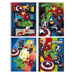 Caderno tilibra espiral c/d universitario avengers fit 10x1 160fls c/4 - 368041
