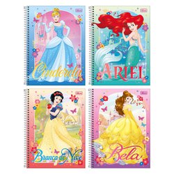 Caderno tilibra espiral c/d universitario princesas fit 1x1 80fls c/4 - 364321