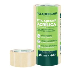 Fita adesiva para embalagem sulamericana 48mm x 40m transparente