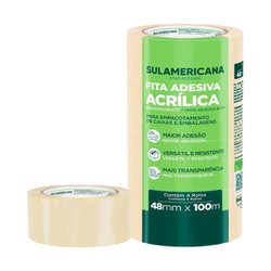 Fita adesiva para embalagem sulamericana 48mm x 100m transparente