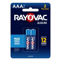 Pilha alcalina rayovac palito aaa2 com 2