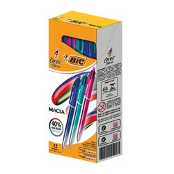 Caneta esferografica bic 4 cores 1.0mm media smooth com 12