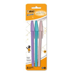 Caneta esferografica bic cristal efeito matte 1.0mm fina rs/az/rx com 3