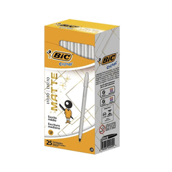 Caneta esferografica bic cristal efeito matte 1.0mm fina prata com 25