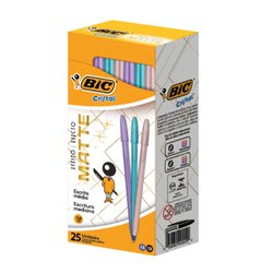 Caneta esferografica bic cristal efeito matte 1.0mm fina rs/az/rx com 25
