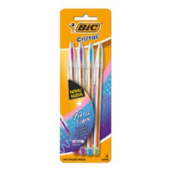 Caneta esferografica bic cristal fashion 0.8mm fina sortida blister com 4