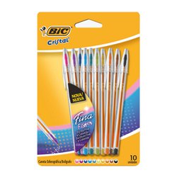 Caneta esferografica bic cristal fashion 0.8mm fina sortida blister com 10