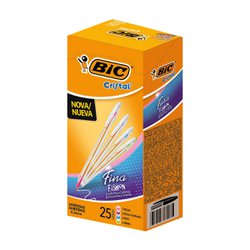 Caneta esferografica bic cristal fashion 0.8mm fina sortida caixa com 25