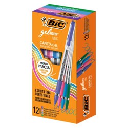 Caneta esferografica bic gelocity stic 0.5mm fina az/rs/rx/vd com 12
