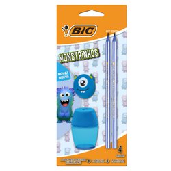 Kit escolar bic monstrinho azul com 4 itens