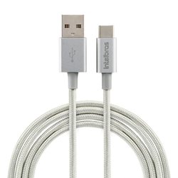 Cabo usb-a de nylon intelbras para usb-c branco 1,50m - 4830067