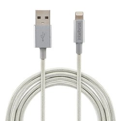 Cabo usb-a de nylon intelbras para usb-lightning branco 1,50m