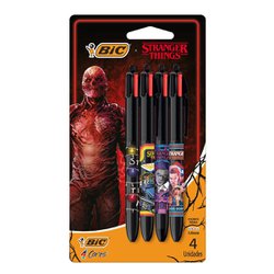Caneta esferografica bic 4 cores 1.0mm stranger things blister com 4