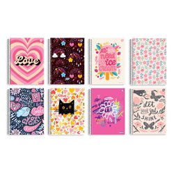 Caderno animativa espiral c/d universitario kbom feminina 20x1 400fls c/2 – 10160