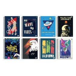 Caderno animativa espiral c/d universitario kbom masculino 10x1 200fls c/4 – 10152