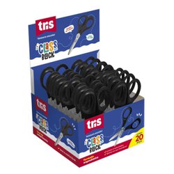 Tesoura escolar tris class black 13cm com 20