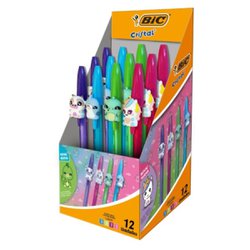 Caneta esferografica bic cristal fashion bichinhos 1.2mm media sortida com 12