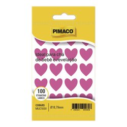Etiqueta pimaco coracao rosa 18,8mm c/100 etiq.