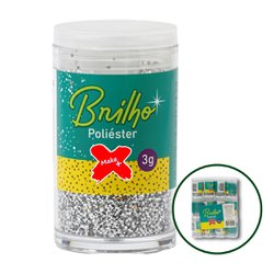 Glitter poliester escolar make+ 3g branco
