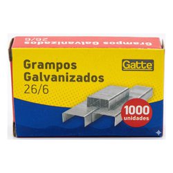 Grampo para grampeador gatte 26/6 - com 1000 - galvanizado