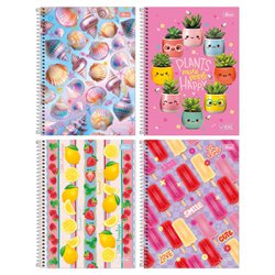 Caderno tilibra espiral c/d universitario vibe feminino 10x1 160fls c/4 - 395269