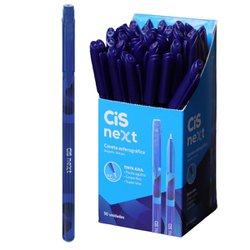 Caneta esferografica cis next 0.7mm fina azul com 50