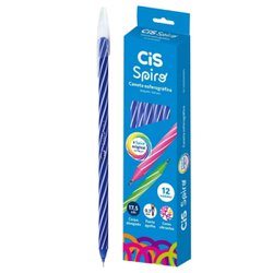 Caneta esferografica cis spiro 0.7mm fina azul com 12