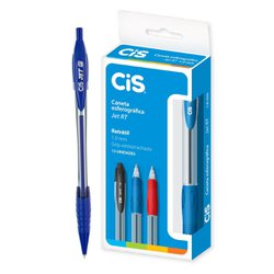 Caneta esferografica cis jet rt 0.7mm fina azul com 12