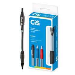 Caneta esferografica cis jet rt 0.7mm fina preta com 12