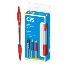 Caneta esferografica cis jet rt 0.7mm fina vermelha com 12