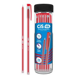 Caneta esferografica cis tik 0.7mm fina vermelha com 24