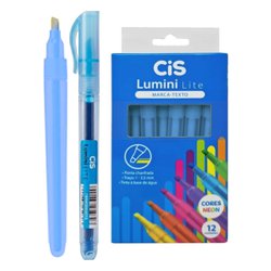 Marca texto cis lumini lite azul com 12