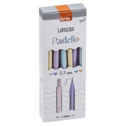 Lapiseira plastica brw pastello 0.7mm com 12