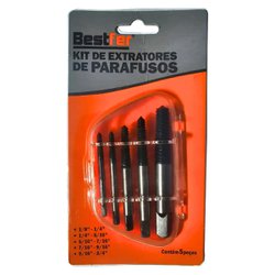 Extrator de parafuso bestfer aco carbono 5 peças - bfh3003