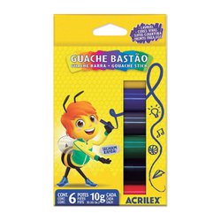 Tinta guache bastao acrilex com 6 cores 10g