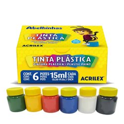 Tinta plastica acrilex com 6 cores 15ml