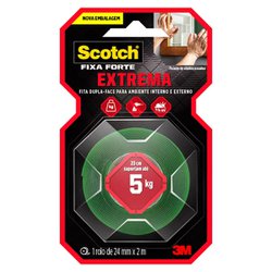 Fita dupla face gel fixa forte 3m 24mm x 4,0m interno/externo