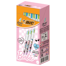 Caneta esferografica bic 4 cores 1.0mm barbie com 12