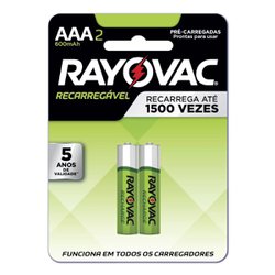Pilha recarregavel rayovac palito aaa com 2
