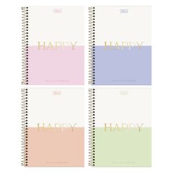 Caderno tilibra espiral c/d colegial happy 10x1 160fls c/4