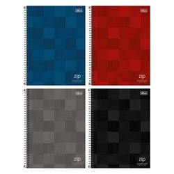 Caderno tilibra espiral c/d universitario quadriculado zip 7x7mm 80f c/4 - 236055