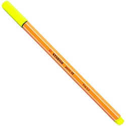 Caneta hidrografica stabilo point 88 0.4mm ultra fina amarela com 10