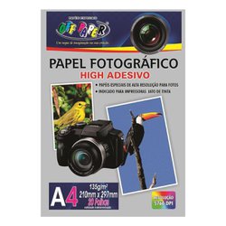 Papel fotografico off paper high adesivo a4 brilhante 135g 20 folhas