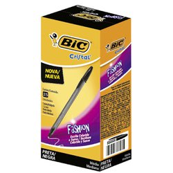 Caneta esferografica bic cristal fashion 1.2mm media preta com 25