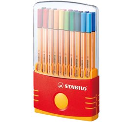 Caneta hidrografica stabilo point 88 0.4mm ultra fina cores sortidas com 20