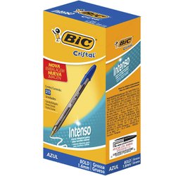 Caneta esferografica bic cristal intenso 1.6mm grossa azul com 25