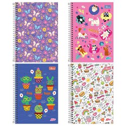 Caderno c/d tilibra mais feminino 1/4 96fls c/4 - 390470