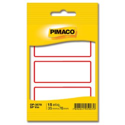Etiqueta pimaco escolar 35x78mm 3578 verm. s/pauta c/15