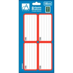 Etiqueta escolar com pauta tilibra 100 x 208mm vermelha - c/10