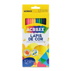 Lapis de cor acrilex sextavado 12 cores